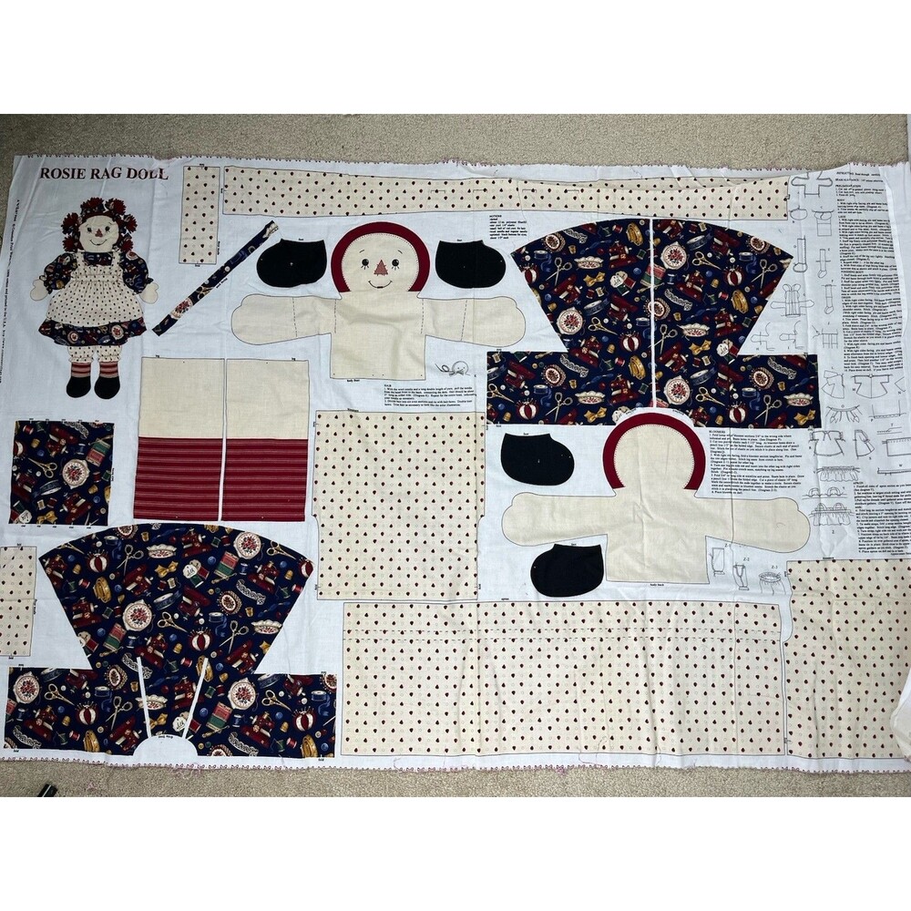VTG Rare Rosie Rag Doll Fabric Panel Cut Sew Cranston VIP OOP Unused